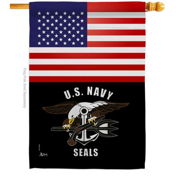 Guarderia 28 x 40 in. US Navy Seals House Flag with Armed Forces Double-Sided Vertical Flags  Banner Garden GU3858522